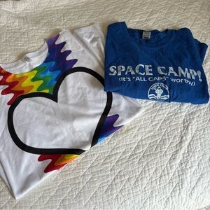 Shirt bundle Vintage space camp gildan Cotton natey glass blowing Rainbow Heart